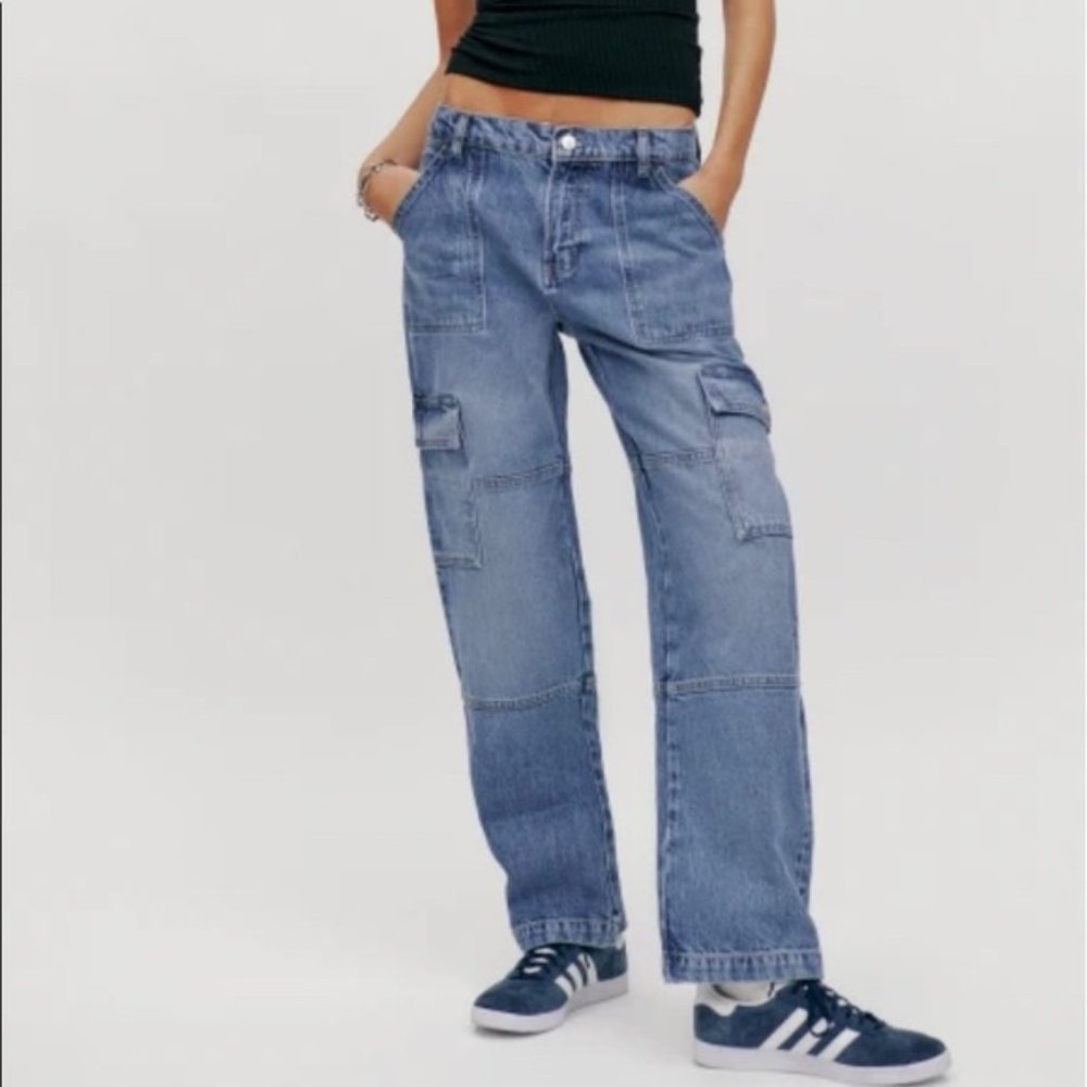 Reformation Jeans Mckenna Mid Rise Slouch Cargo Jeans New With Tags Sz 30 NWT